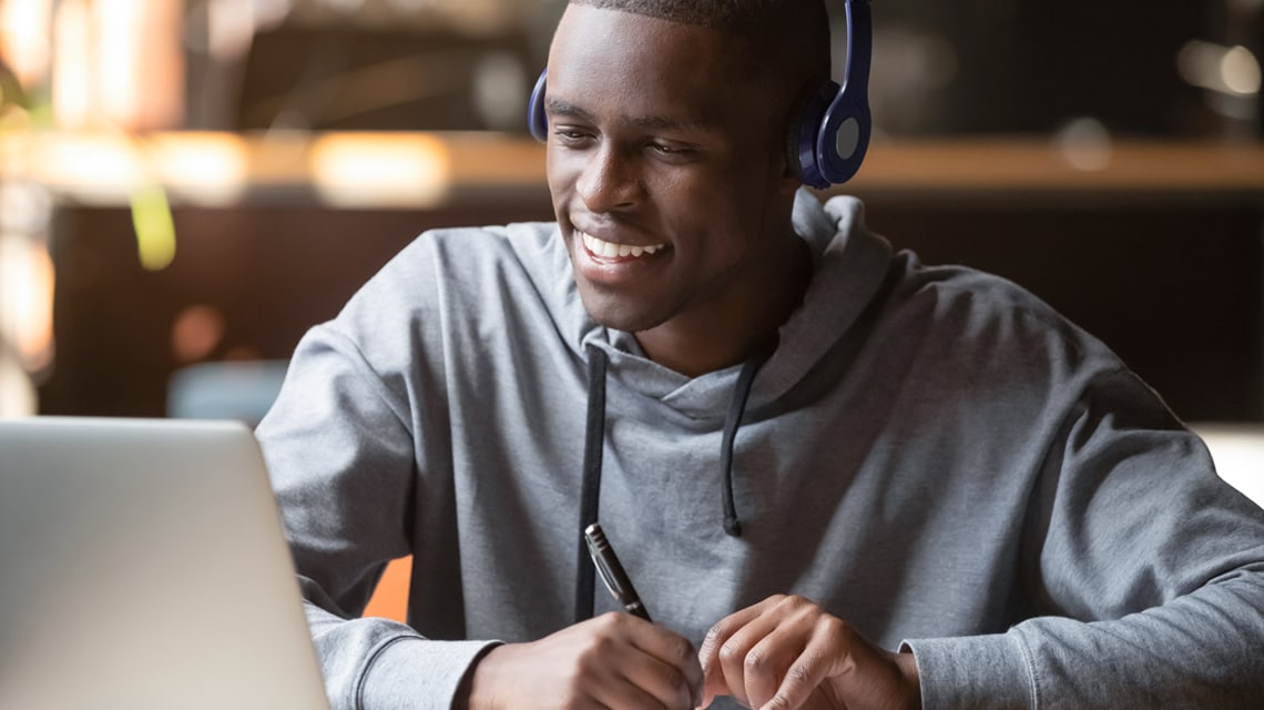 A student using a computer